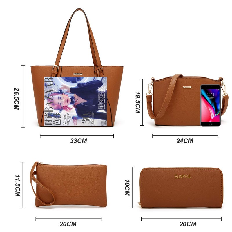 YTL Women Fashion Handbags Wallet Tote Bag Shoulder Bag Top Handle Satchel Purse Set 4pcs - Image 4